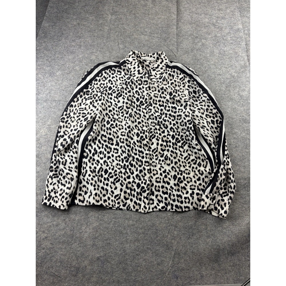 $295‎ Alice and Olivia Women's P/S Brown Leopard Print 100% Silk Blouse Classy
